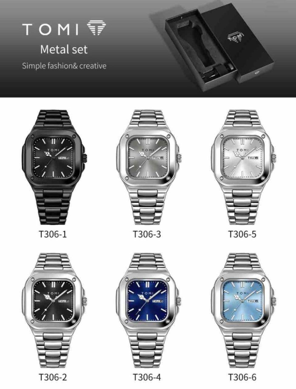 TOMI T-306 Chain Watch – Square Dial Business Style