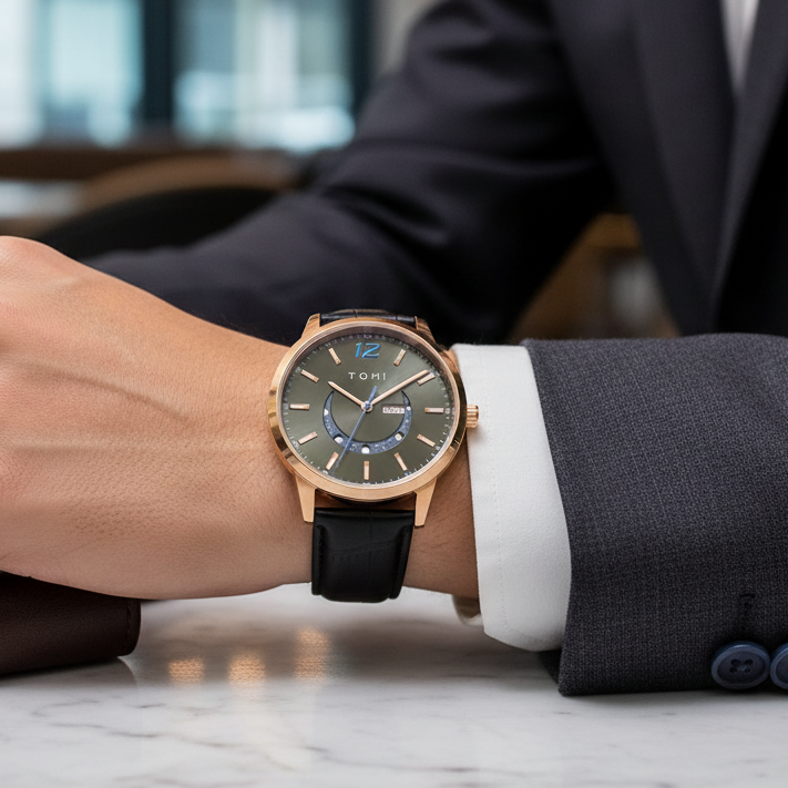 Tomi T-020 Luxury Men’s Day-Date Wrist Watch