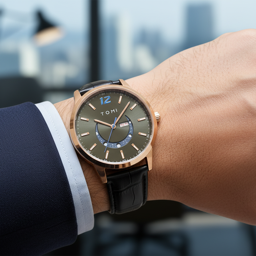 Tomi T-020 Luxury Men’s Day-Date Wrist Watch