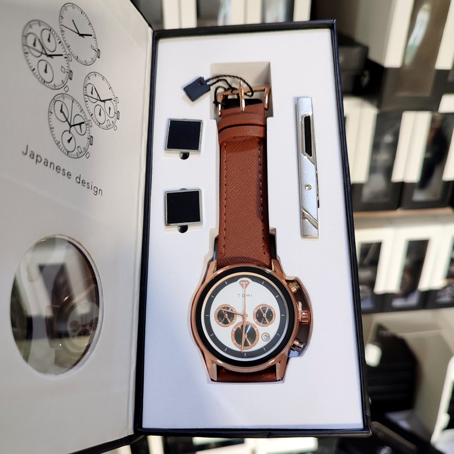 TOMI T-603 S6 Series Luxury Business Watch Cufflinks Tie Pin