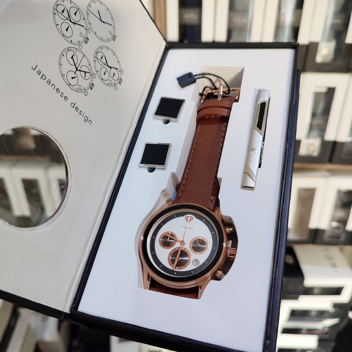 TOMI T-603 S6 Series Luxury Business Watch Cufflinks Tie Pin