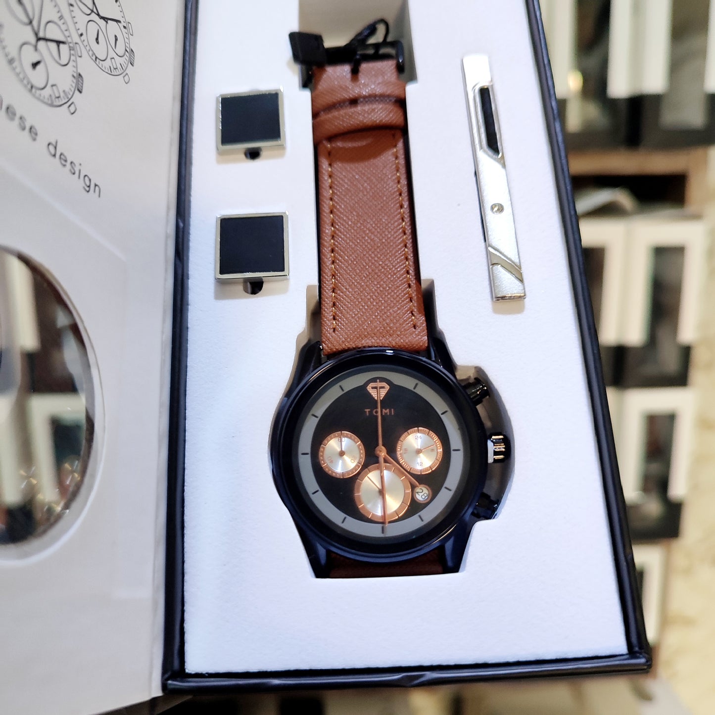 TOMI T-603 S6 Series Luxury Business Watch Cufflinks Tie Pin