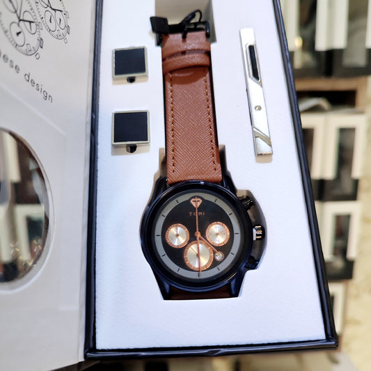 TOMI T-603 S6 Series Luxury Business Watch Cufflinks Tie Pin