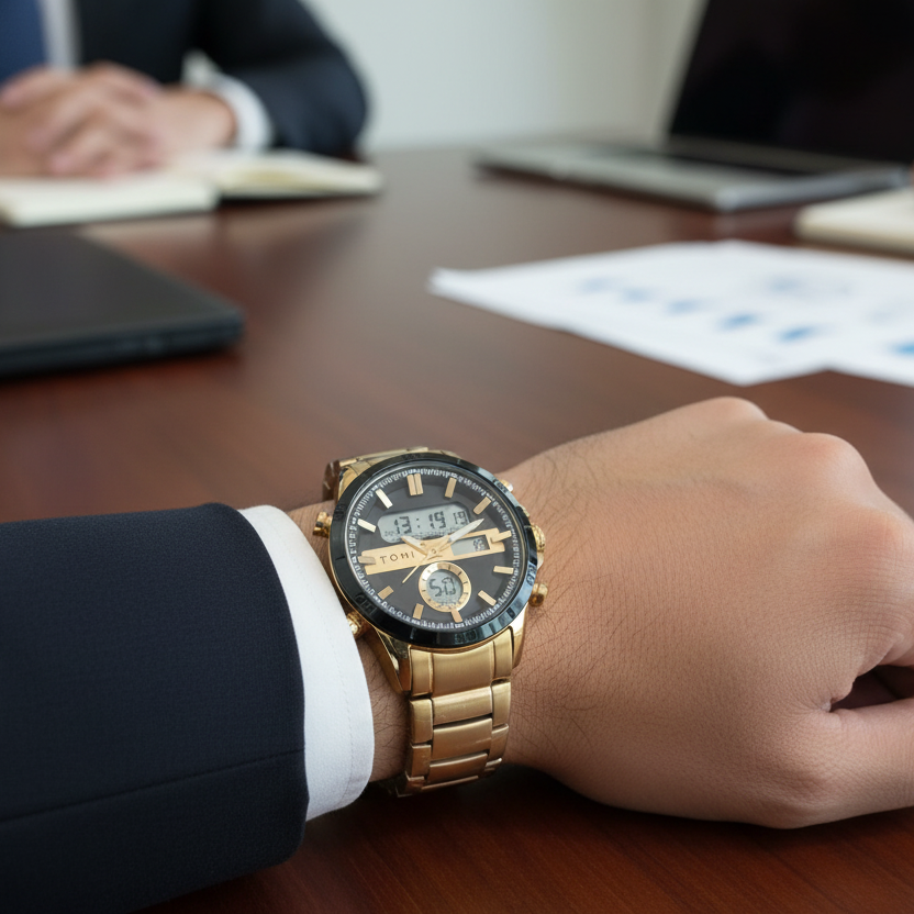 TOMI T-1956 High Quality Chain Watch Dual Time
