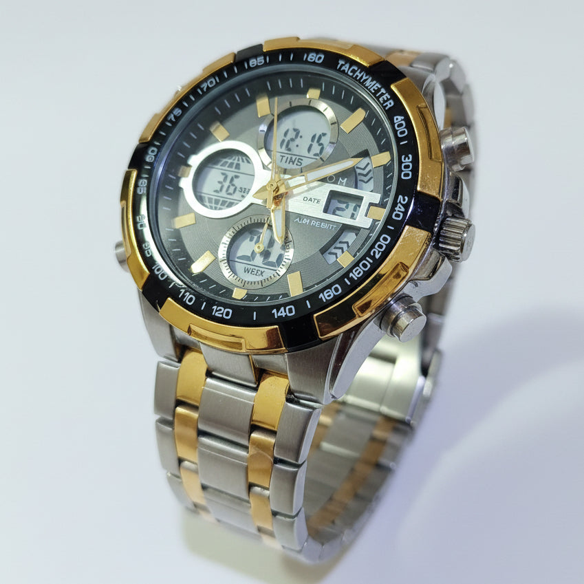 TOMI T-3010 High Quality Chain Watch Dual Time Day Date