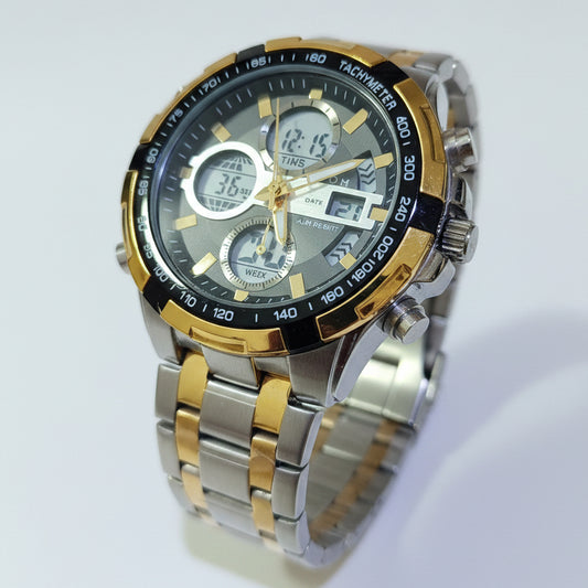 TOMI T-3010 High Quality Chain Watch Dual Time Day Date