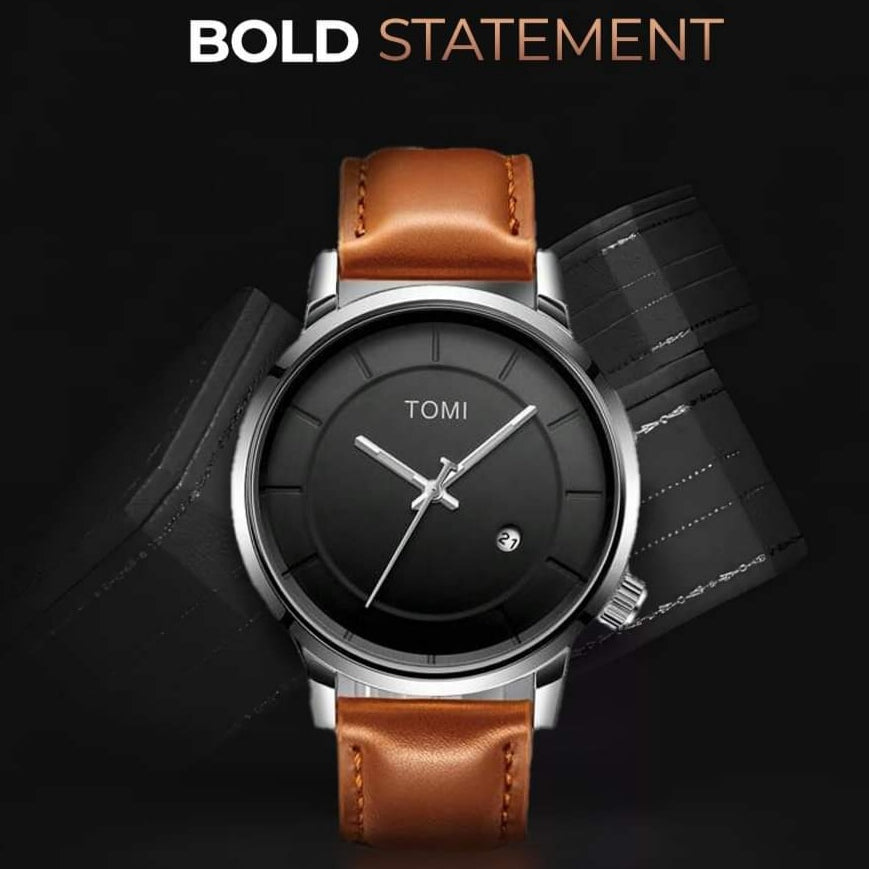 TOMI T-101 Executive Luxury Men's Watch – Date Quartz Round Dial