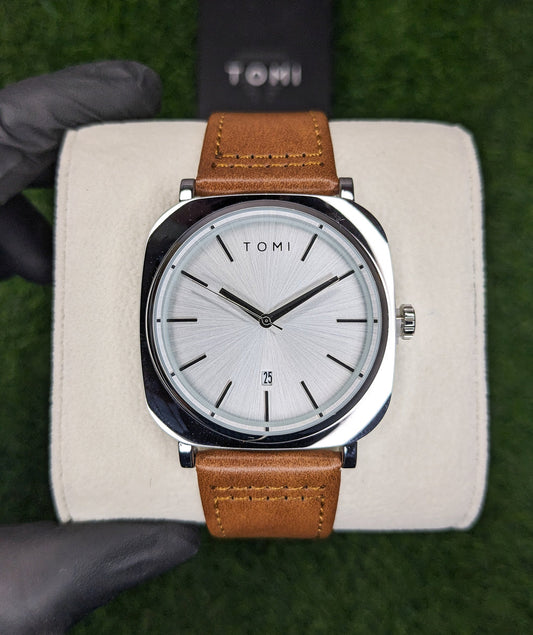 TOMI T-084 Men's Watch Quartz Date Leather Strap