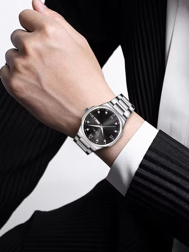 TOMI T-309 Chain Watch – Date | Day | Master Lock Ring Brooch