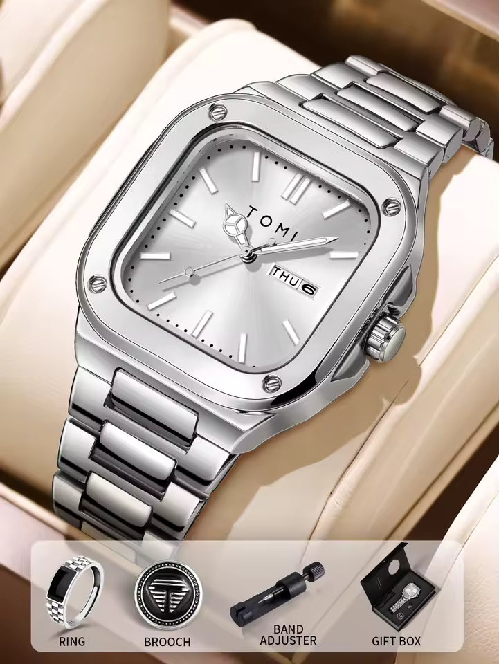 TOMI T-306 Chain Watch – Square Dial Business Style