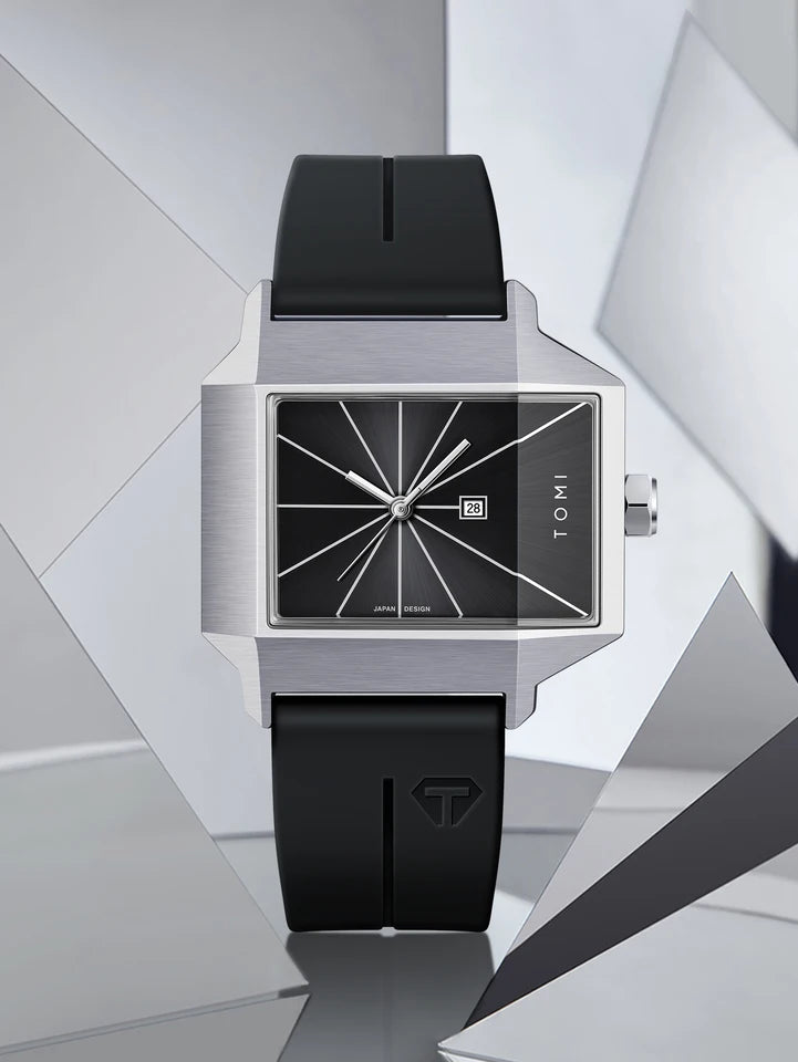 TOMI T-021 Tank Model Simple Men's Watch Silicon Straps Magnet Lock - Quartz Business Fashion Wristwatch Textured Men's Gift