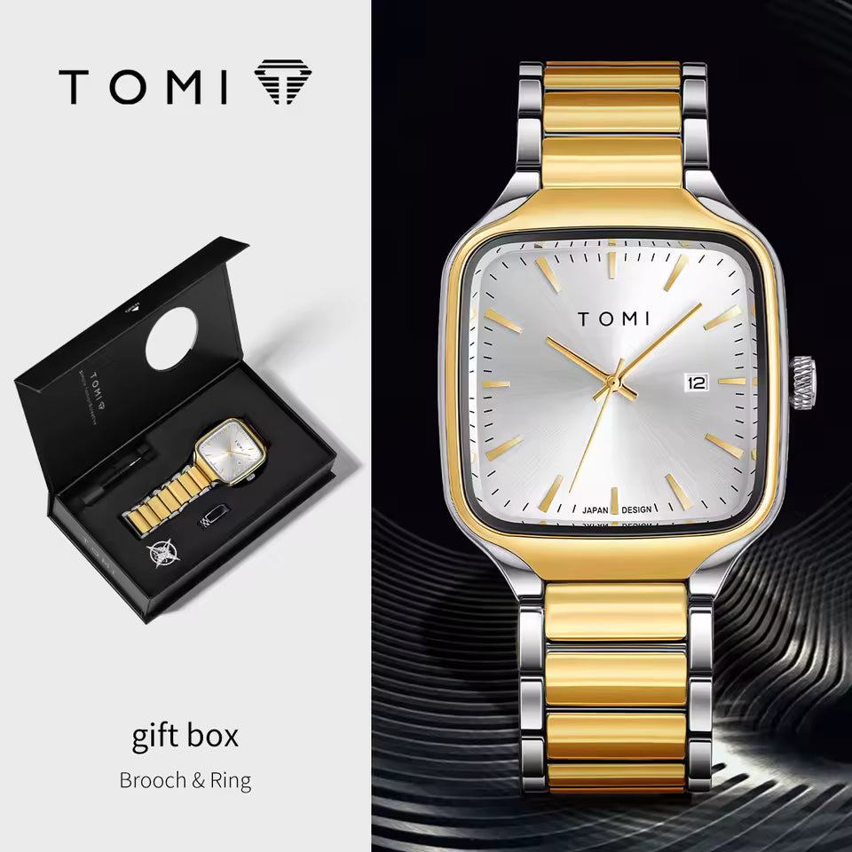 New TOMI T-314 High Quality Chain Watch – Date Quartz | Premium Gift Box Set