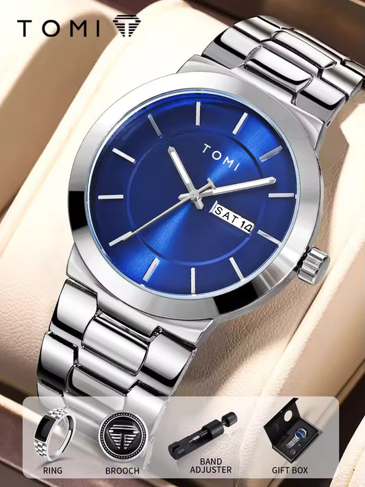New TOMI T-303 High Quality Chain Watch – Day Date Quartz | Premium Gift Box Set