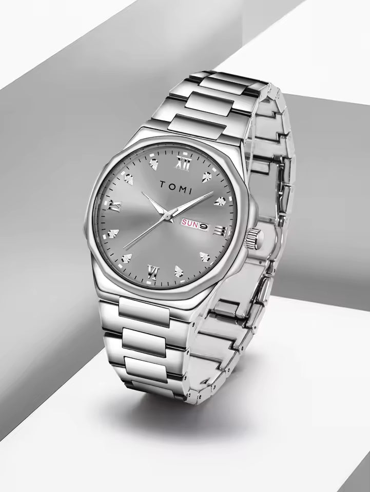 TOMI T-309 Chain Watch – Date | Day | Master Lock Ring Brooch