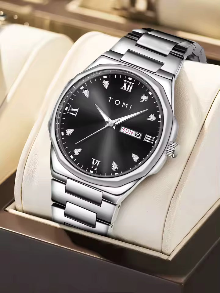 TOMI T-309 Chain Watch – Date | Day | Master Lock Ring Brooch