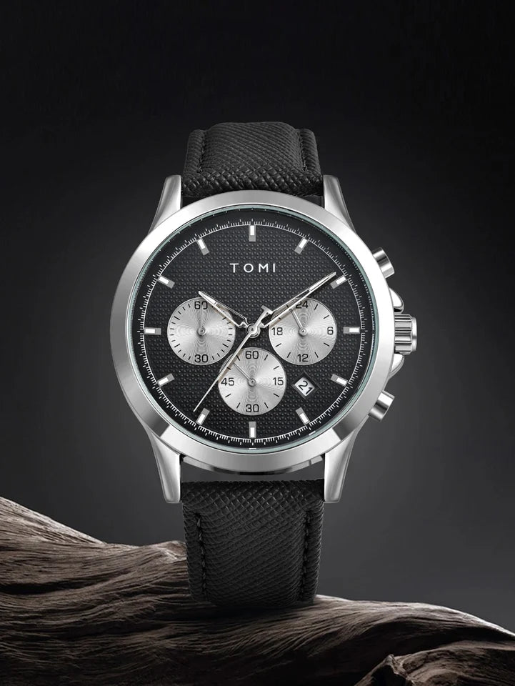 TOMI T-604 Luxury Business Four-piece Set Men's Quartz Watch Casual Fashion Men's Cufflinks Tie Clip Watch Gift Box