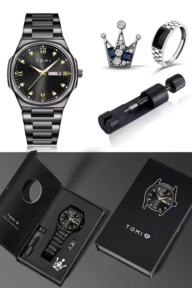 TOMI T-309 Chain Watch – Date | Day | Master Lock Ring Brooch