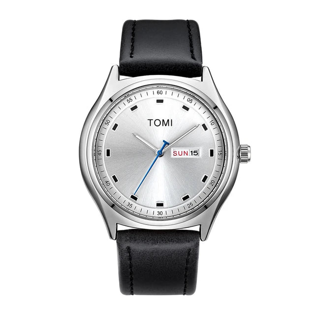 TOMI T-030 Men's Watch Date Day Quartz Leather Straps