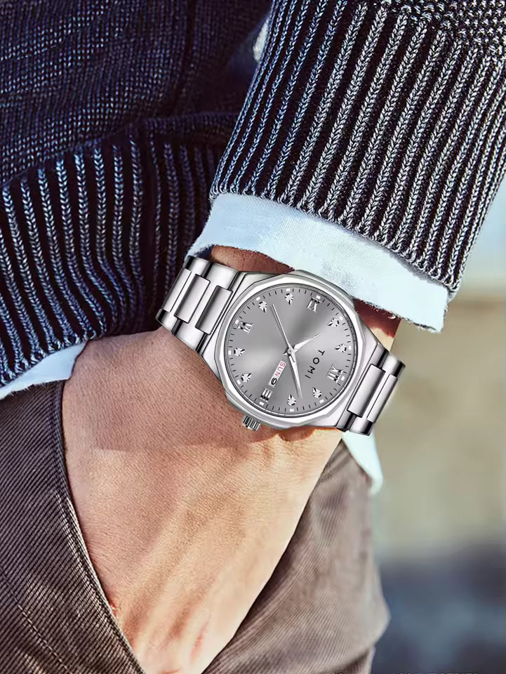 TOMI T-309 Chain Watch – Date | Day | Master Lock Ring Brooch