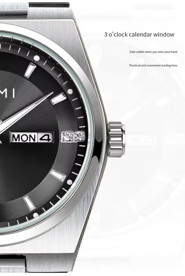 TOMI T-308 Luxury Chain Watch Date Day Luminous Dial Master-Lock Ring Brooch Chain Adjuster