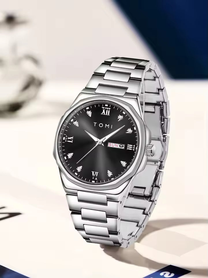 TOMI T-309 Chain Watch – Date | Day | Master Lock Ring Brooch