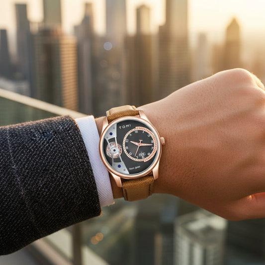 TOMI T-105 Face Gear Dual Strap Luxury Watch