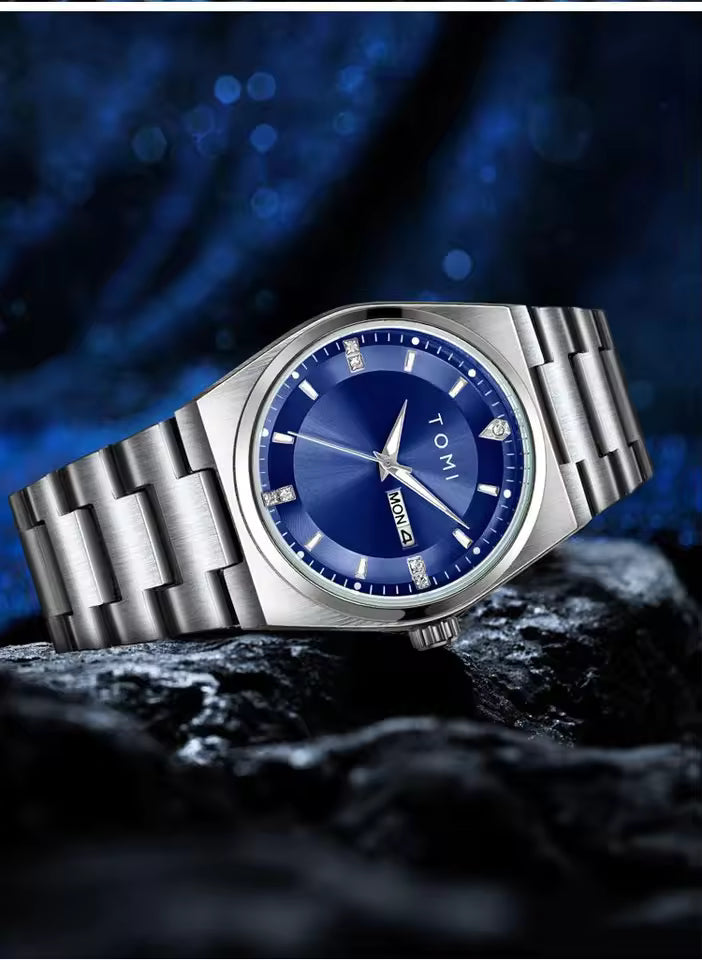 TOMI T-308 Luxury Chain Watch Date Day Luminous Dial Master-Lock Ring Brooch Chain Adjuster