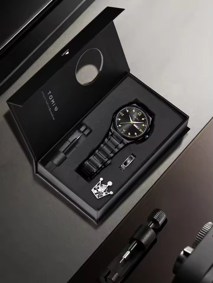 TOMI T-309 Chain Watch – Date | Day | Master Lock Ring Brooch