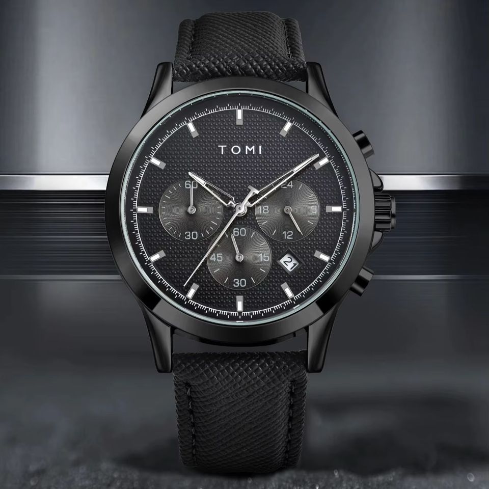 TOMI T-604 Luxury Business Four-piece Set Men's Quartz Watch Casual Fashion Men's Cufflinks Tie Clip Watch Gift Box (Copy)