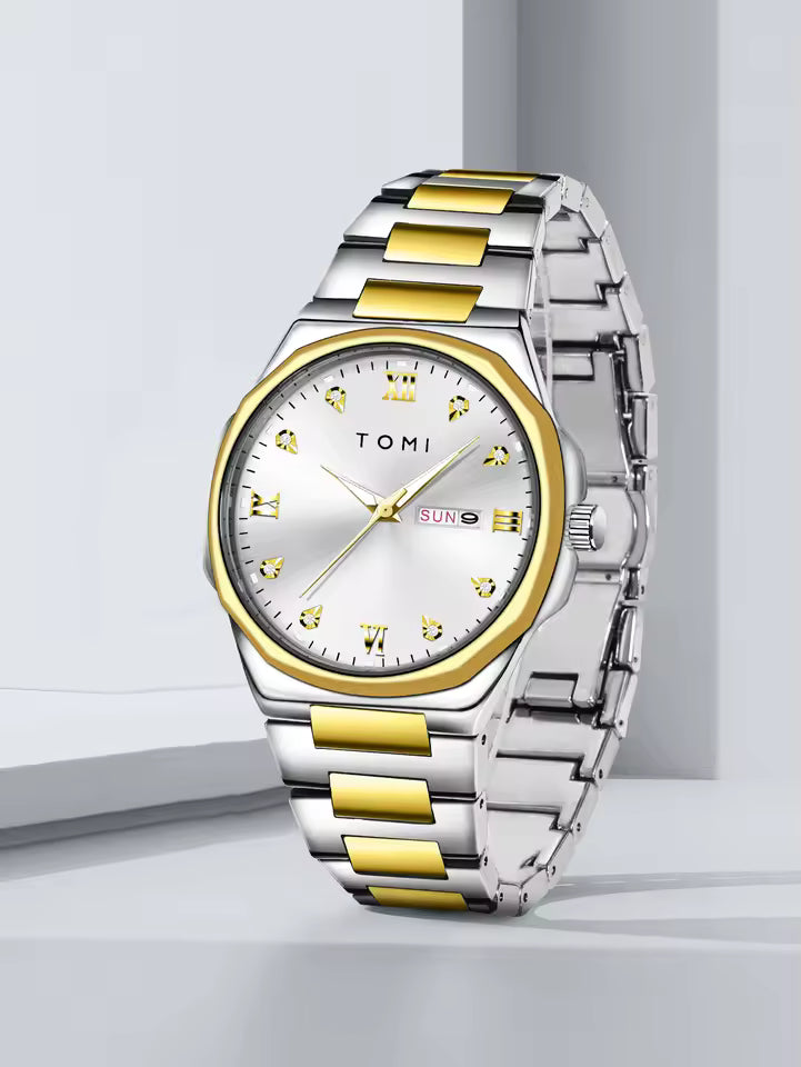 TOMI T-309 Chain Watch – Date | Day | Master Lock Ring Brooch