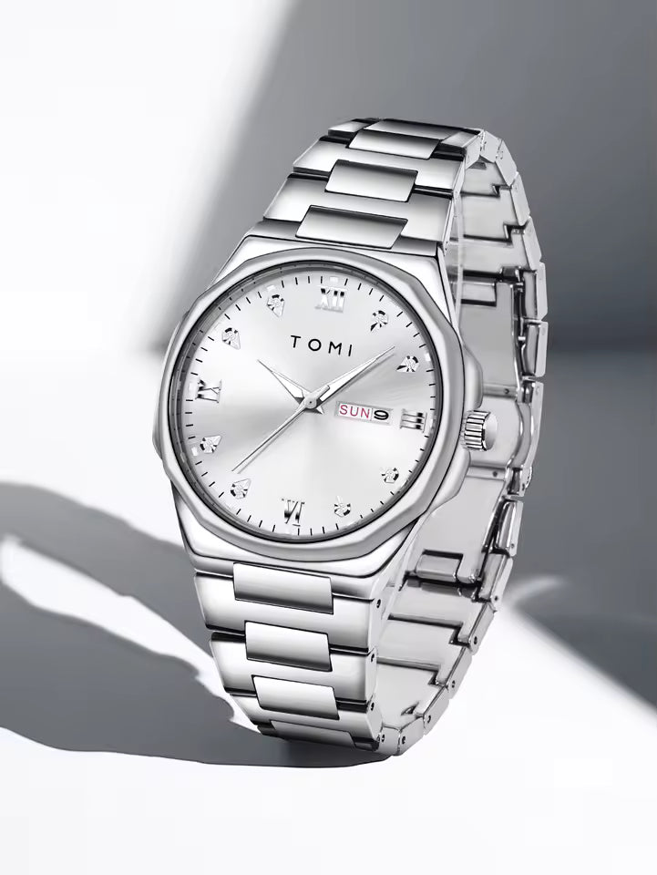 TOMI T-309 Chain Watch – Date | Day | Master Lock Ring Brooch