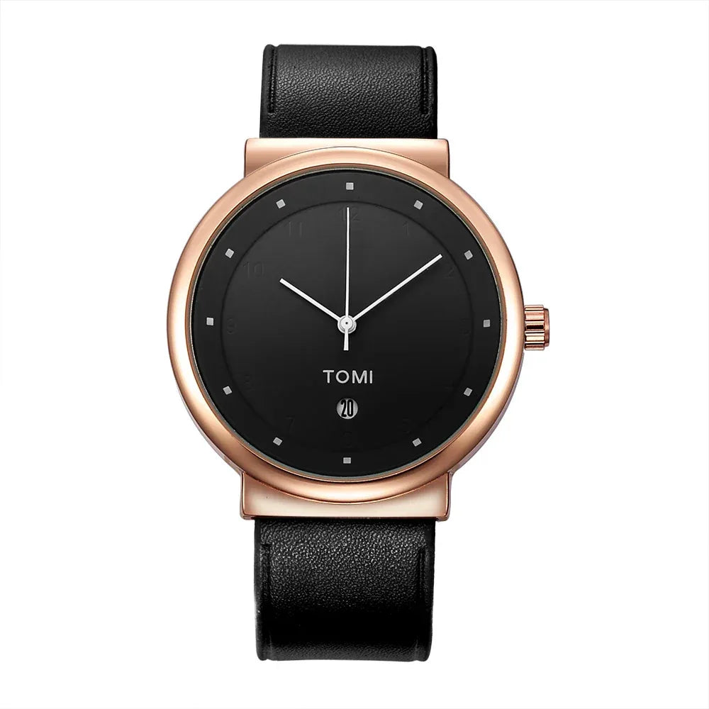 TOMI T-091 Business Watch Round Dial Date Quartz
