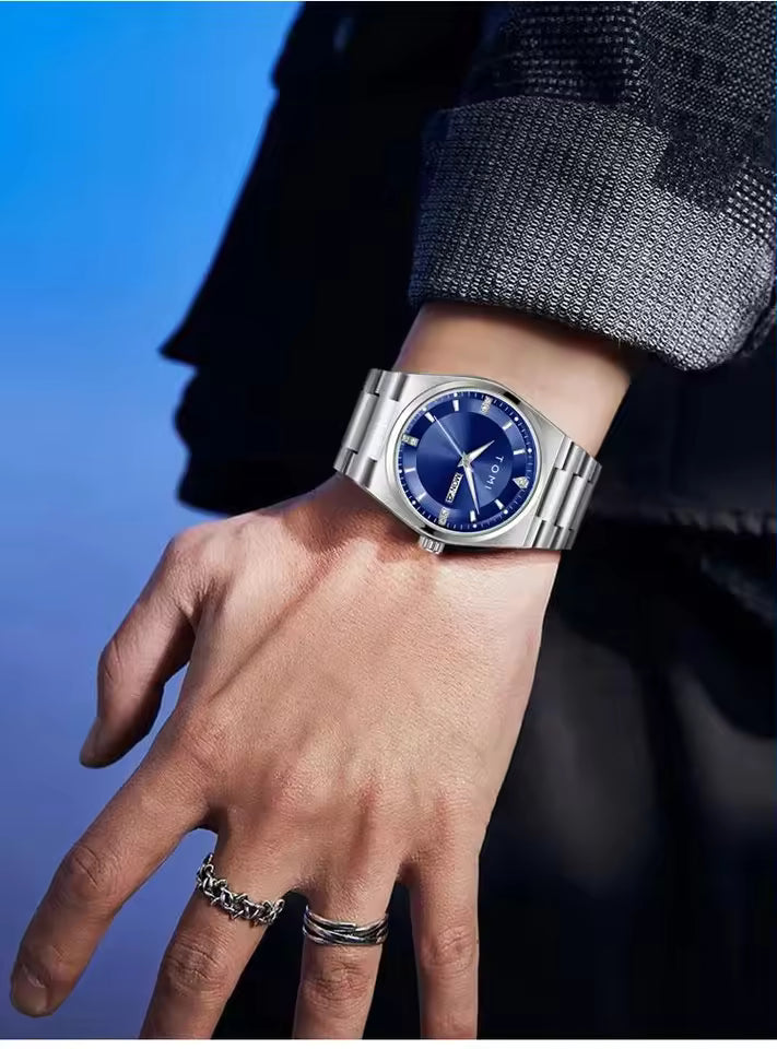 TOMI T-308 Luxury Chain Watch Date Day Luminous Dial Master-Lock Ring Brooch Chain Adjuster