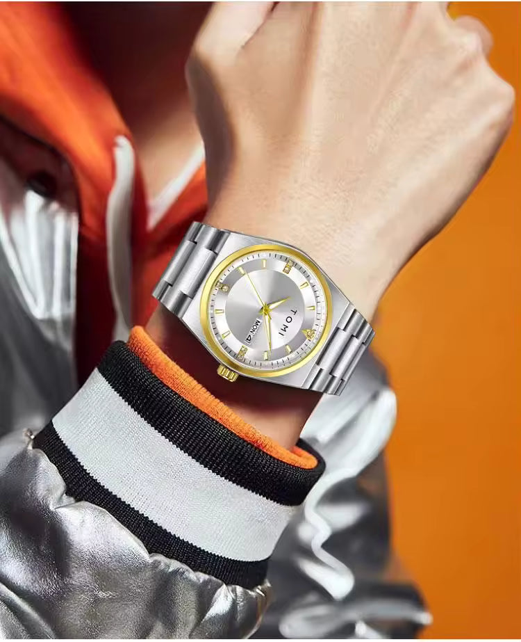 TOMI T-308 Luxury Chain Watch Date Day Luminous Dial Master-Lock Ring Brooch Chain Adjuster