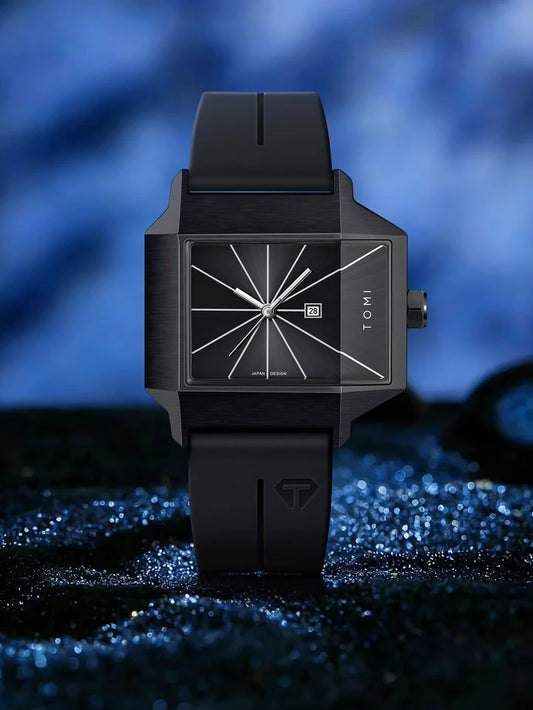 TOMI T-021 Tank Model Simple Men's Watch Silicon Straps Magnet Lock - Quartz Business Fashion Wristwatch Textured Men's Gift