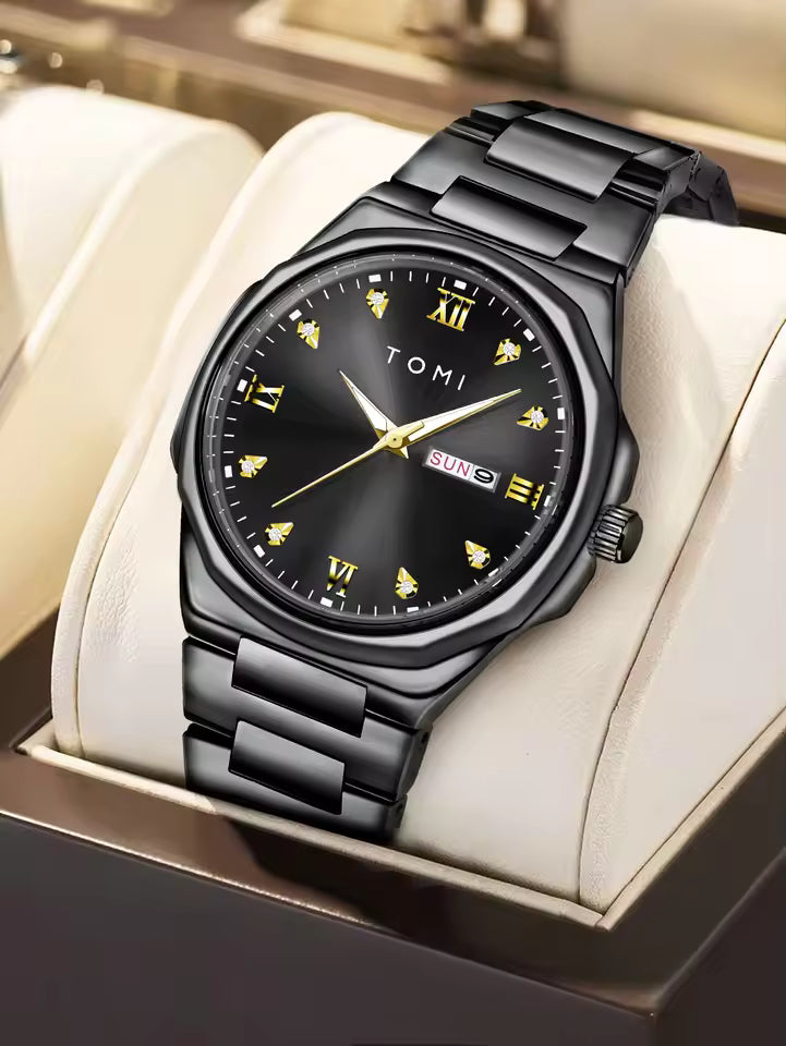 TOMI T-309 Chain Watch – Date | Day | Master Lock Ring Brooch