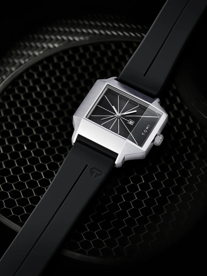TOMI T-021 Tank Model Simple Men's Watch Silicon Straps Magnet Lock - Quartz Business Fashion Wristwatch Textured Men's Gift