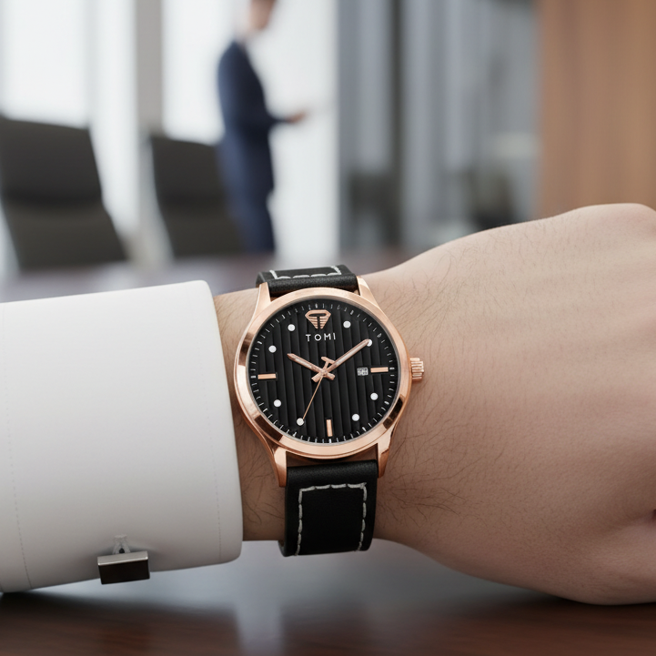 TOMI T-092 Luxury Business Watch – Date Quartz | Premium Box Packing