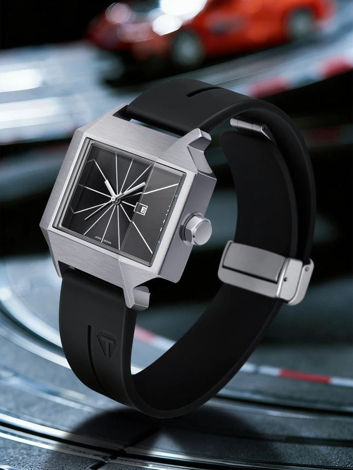TOMI T-021 Tank Model Simple Men's Watch Silicon Straps Magnet Lock - Quartz Business Fashion Wristwatch Textured Men's Gift