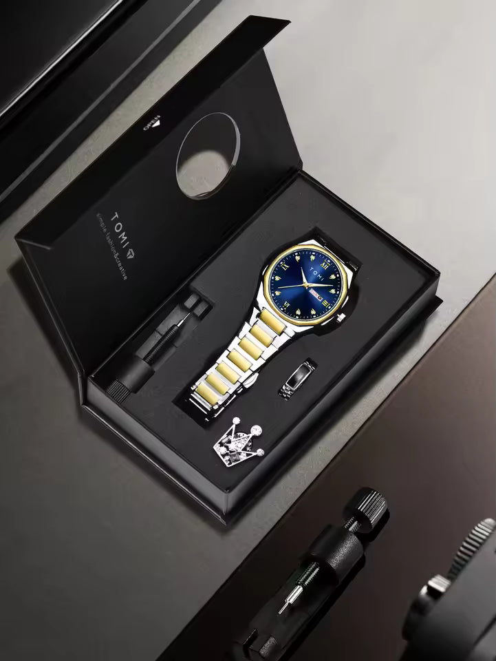 TOMI T-309 Chain Watch – Date | Day | Master Lock Ring Brooch