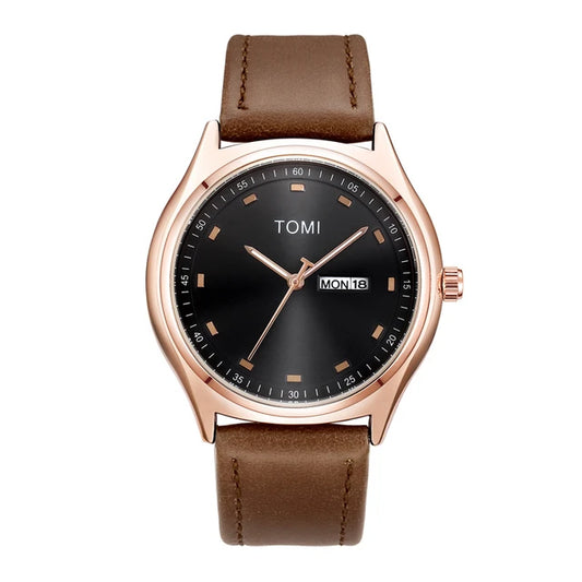 TOMI T-030 Men's Watch Date Day Quartz Leather Straps