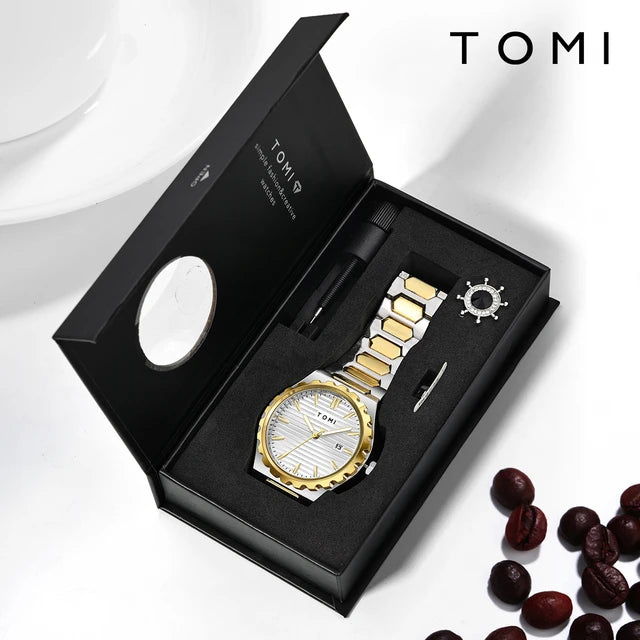 TOMI T-302 S3 Series Chain Watch With Ring Brooch & Chain Adjuster Gift Box