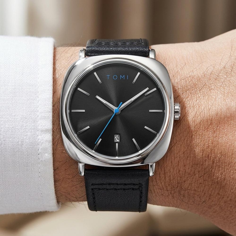 TOMI T-084 Men's Watch Quartz Date Leather Strap