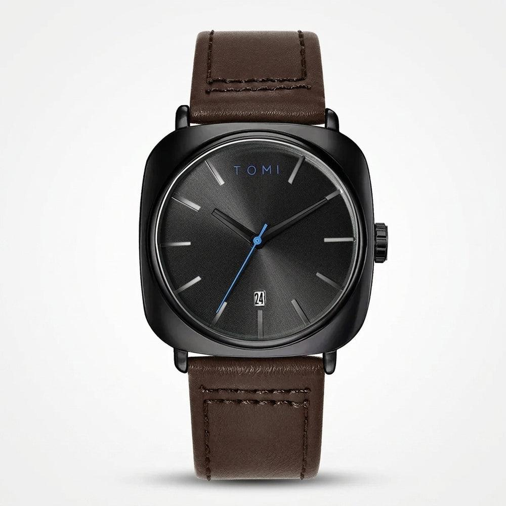 TOMI T-084 Men's Watch Quartz Date Leather Straps