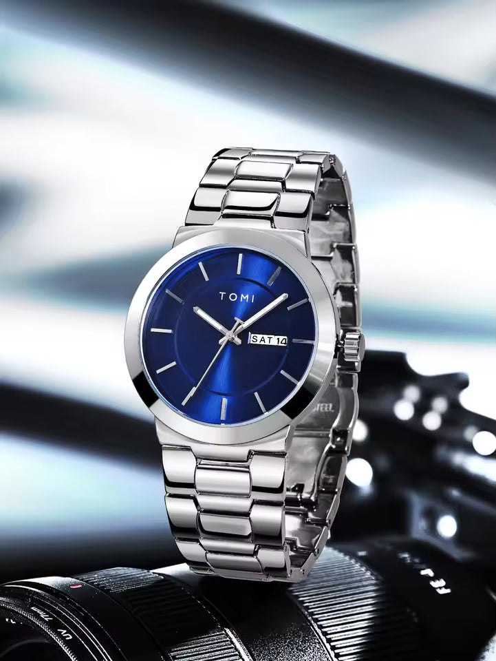 New TOMI T-303 High Quality Chain Watch – Day Date Quartz | Premium Gift Box Set