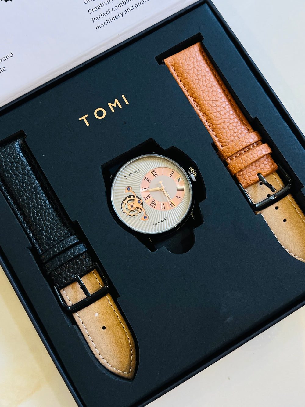 TOMI T-104 Face Gear Dual Strap Watch