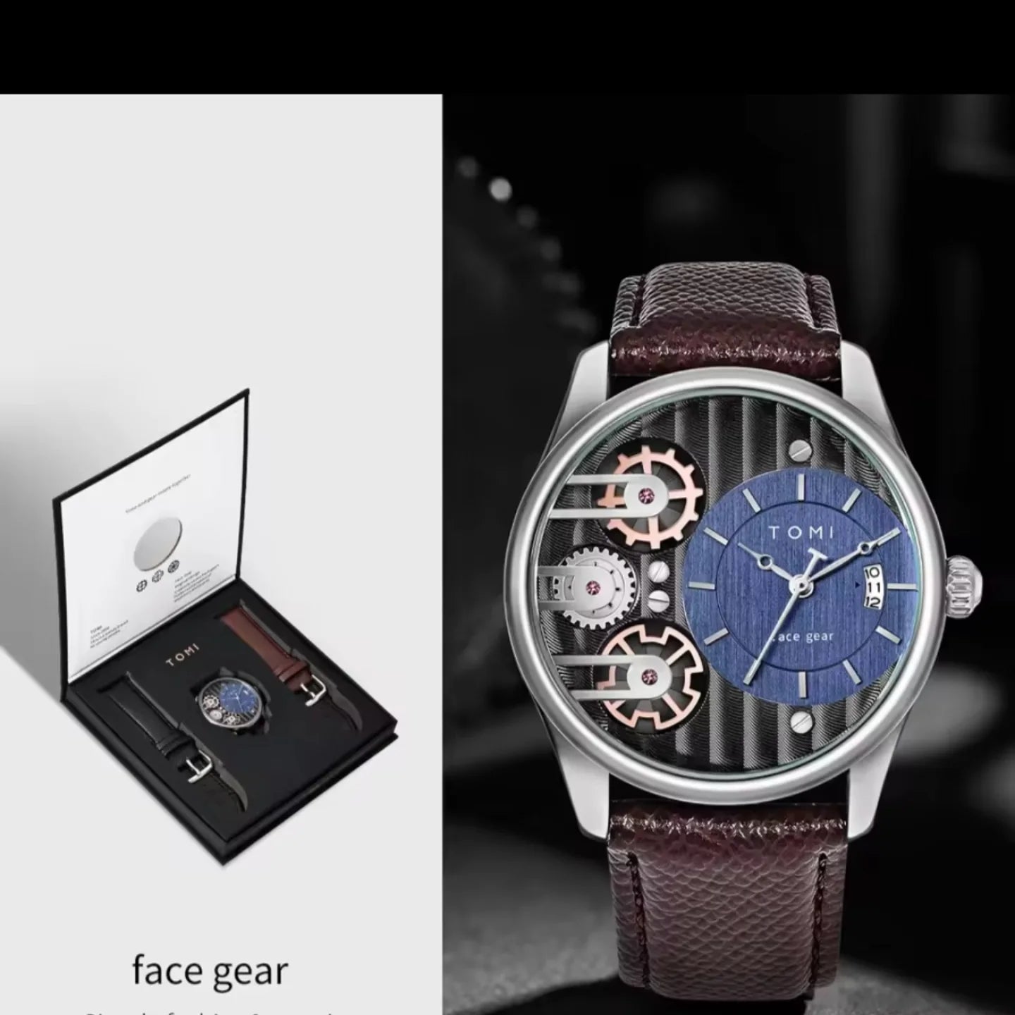 TOMI T-106 Face Gear Dual Strap Luxury Watch