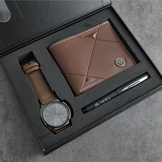TOMI S8 Series Customised T-084 Gift Set Watch With Wallet & Pen Quartz