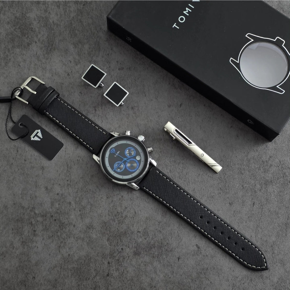 TOMI T-603 S6 Series Luxury Business Chronograph Watch Cufflinks Tie Pin