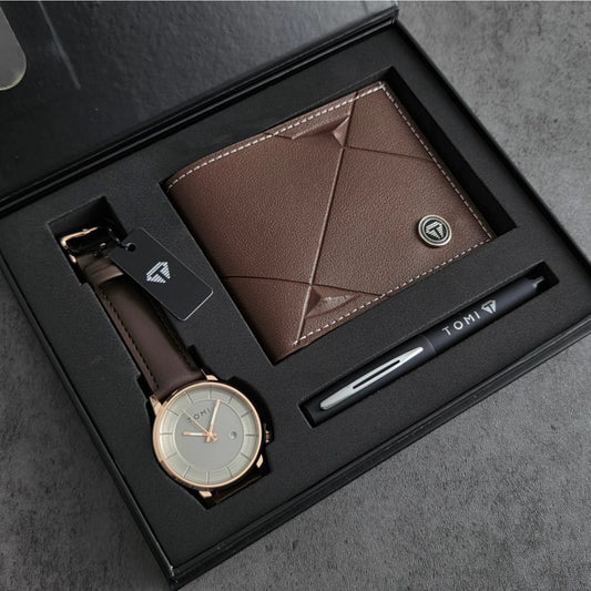 TOMI S8 Series T-101 Gift Set Watch With Wallet & Pen Quartz